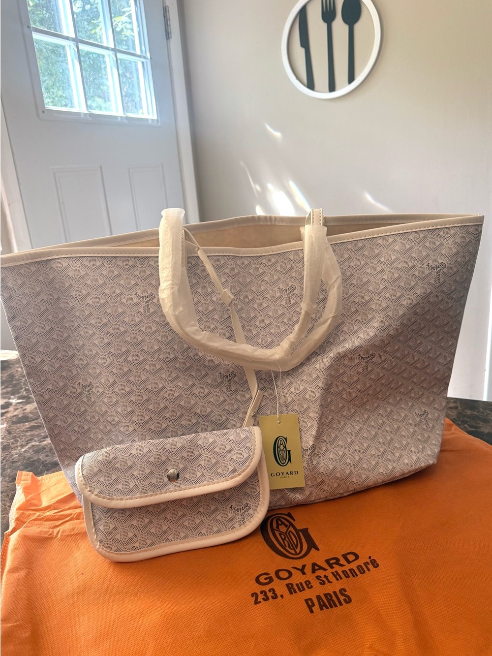 Goyard Saint Louis Tote in Beige with Matching Pouch